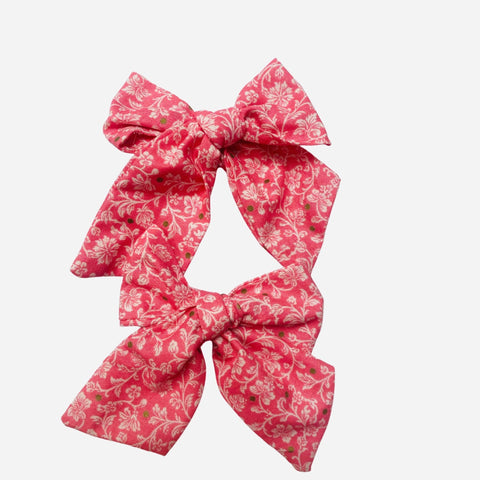 Floral Pink Hair Bows