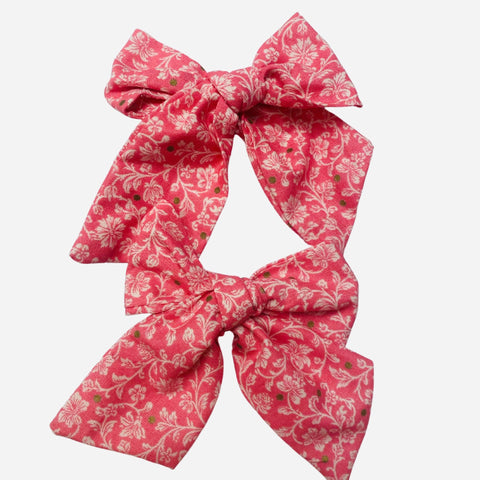 Floral Pink Hair Bows