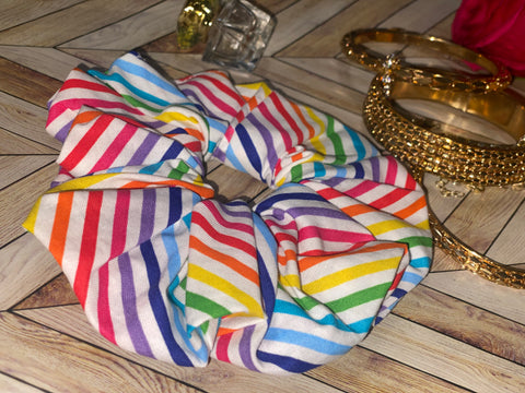 Rainbow Cotton Scrunchie