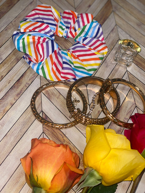 Rainbow Cotton Scrunchie